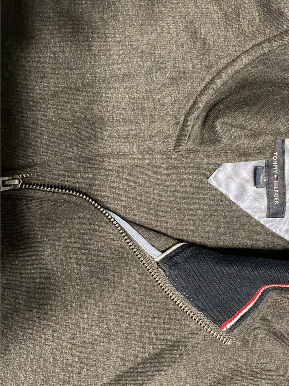 Tommy Hilfiger Men's Olive Green Lightweight Zip Shirt Jacket with Contrast Trim